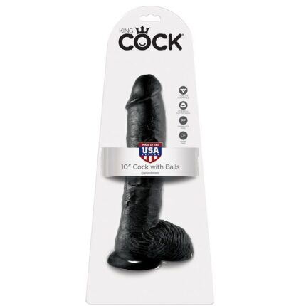 KING COCK 10" COCK BLACK WITH BALLS 25.4 CM