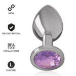 INTENSE - METAL ALUMINUM ANAL PLUG WITH VIOLET GLASS SIZE L